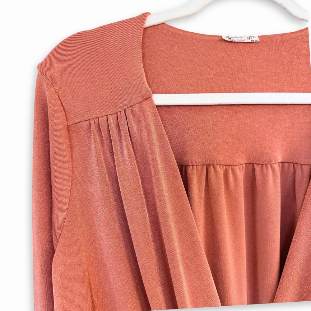 Free People Turnt Bodysuit Ginger Spice Terracotta Long Sleeve Large Boho Chic - Picture 4 of 6